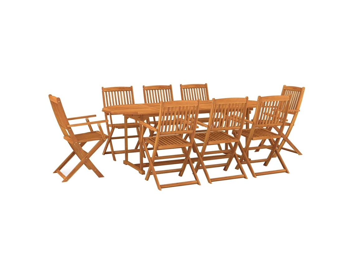 Conjunto de 9 Jantar para Jardim 220x90x75 cm Acácia Maciça MAISON EXCLUSIVE