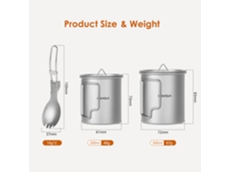 Conjunto Canecas Camping 300ml 200ml com Tampa e Garfo