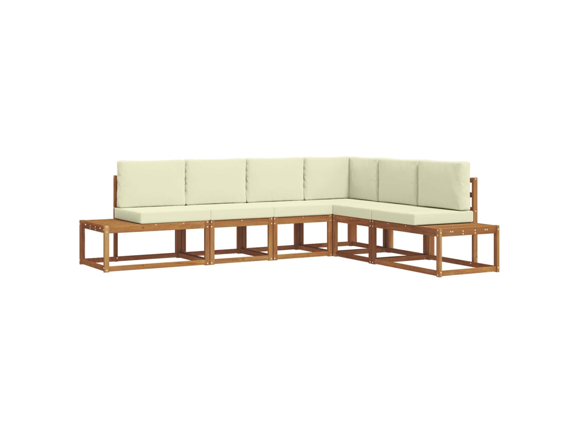 Maison Exclusive - Conjunto De Sofás Para Exterior 6 Peça Natural E Creme