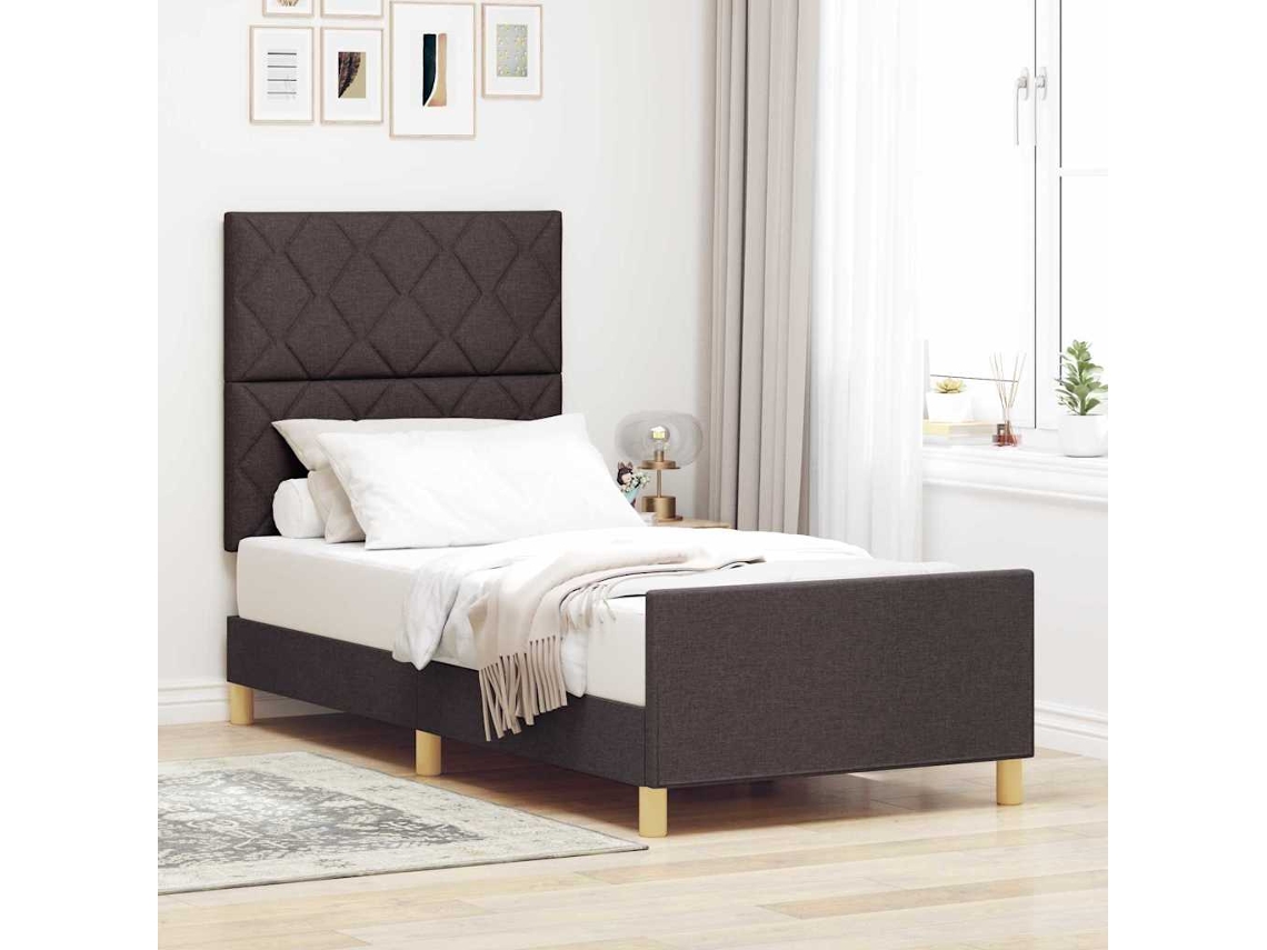 Vidaxl Estrutura Da Cama Castanho Escuro 100 X 200 Cm Tecido