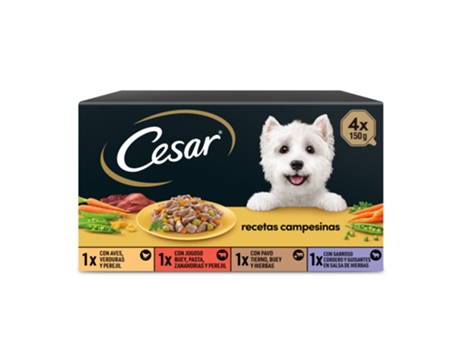 Alimentação Húmida para Cães Adultos Receitas Camponesas em Molho Multipack 4X150G CESAR