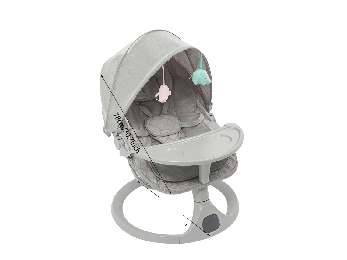 Balanço Elétrico Para Bebês, Acalmamento Automatizado, Ângulos De Balanço Ajustáveis, Cinza