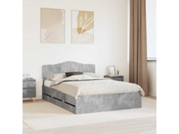 Vidaxl Estrutura Da Cama Cinzento 150 X 200 Cm Madeira De Engenharia