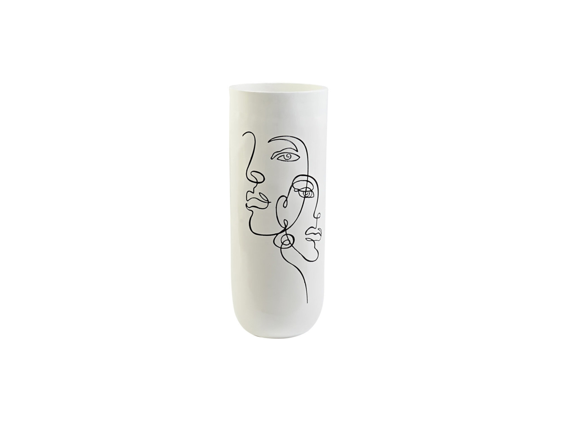 Vaso de Resina com Rostos Abstratos, Acabamento Brilhante, 34x34x90,5cm ALEXANDRA HOUSE LIVING