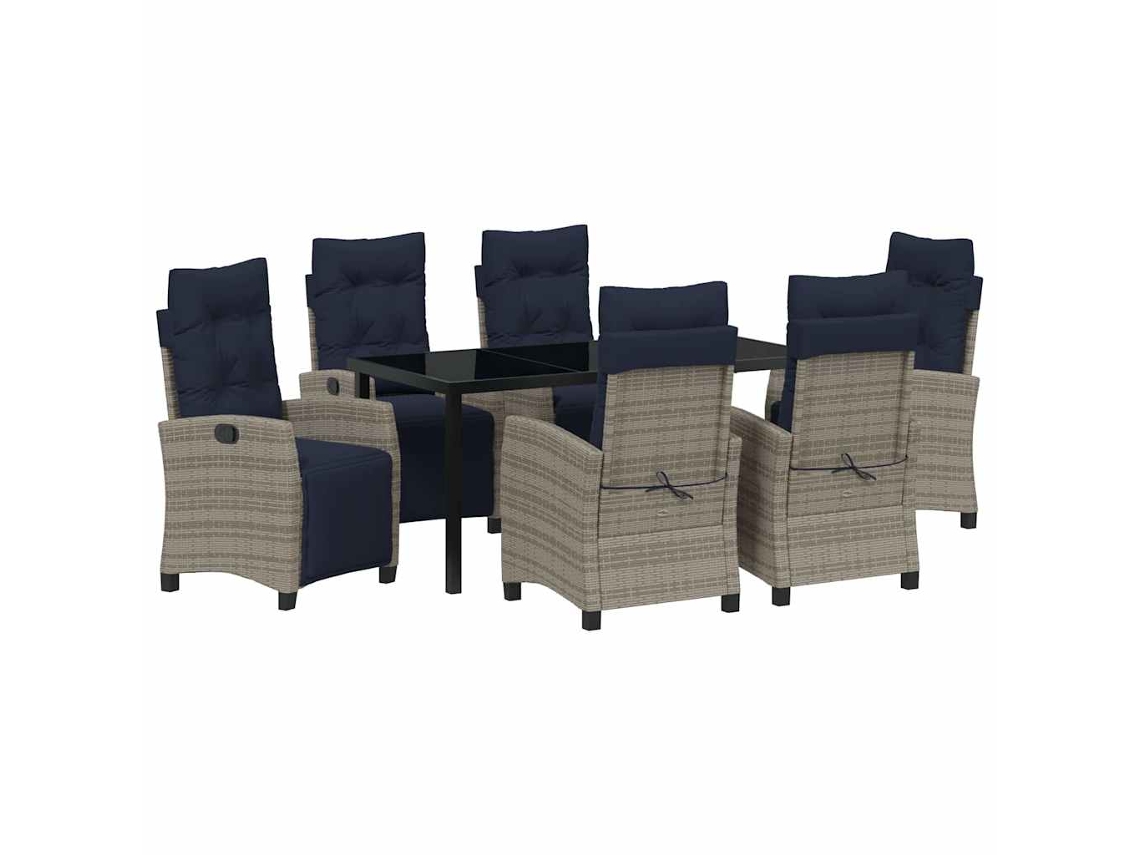 Maison Exclusive - Conjunto De Jantar Para Jardim 7 Pcs Cinzeto Vime Pe