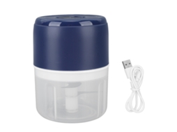 Mini Triturador Eléctrico USB 250ml, azul, para alho, cebola e alimentos