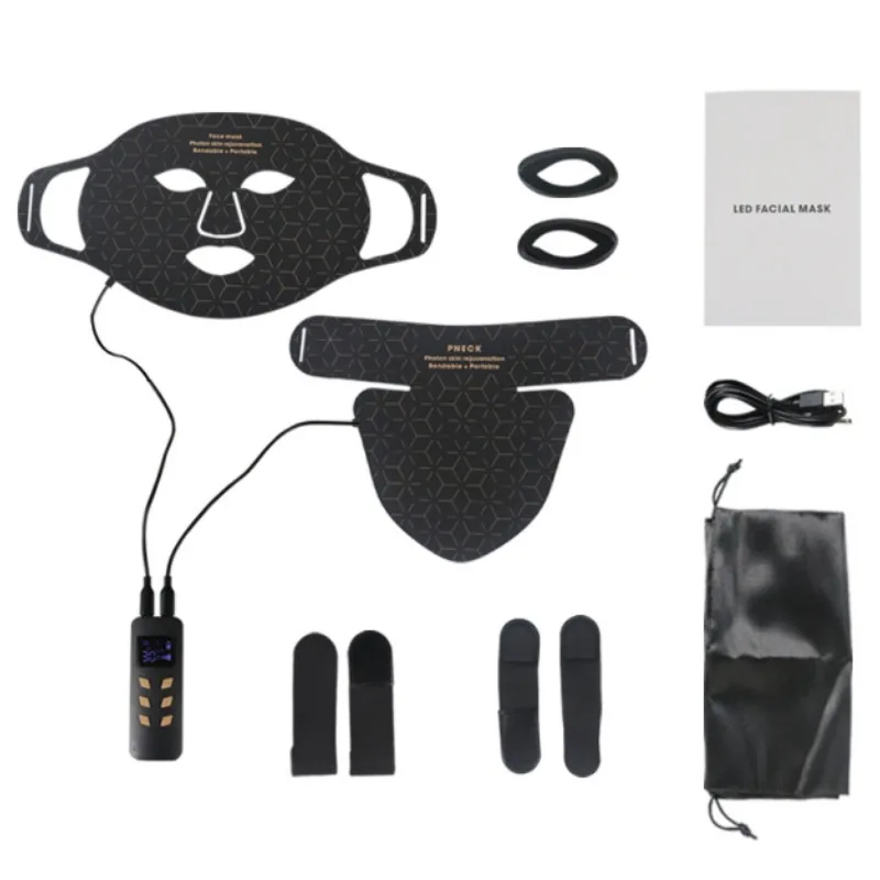 Máscara Facial De Silicone Com Led (preta) Para Lifting E Firmeza.