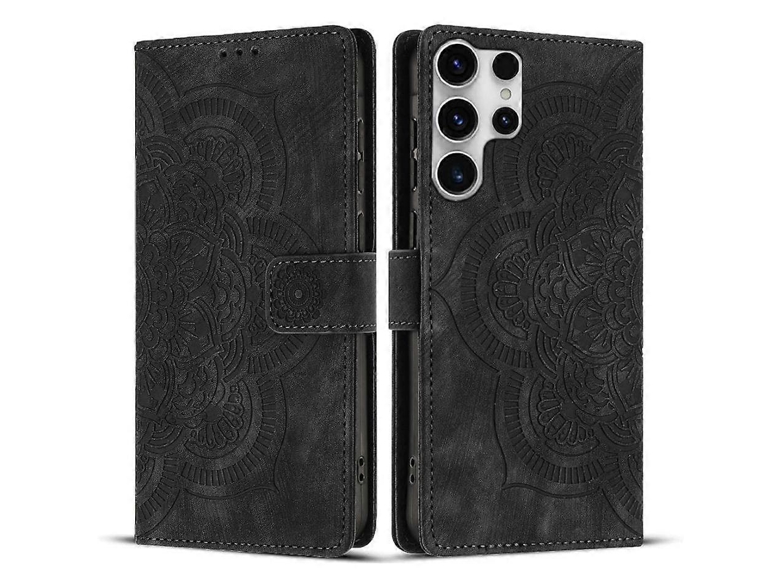 Capa De Celular De Couro Fosco Retrô Com Estampa De Mandala