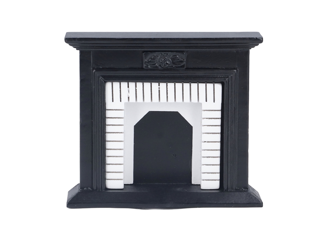 Mali lareira Miniatura Casa de Bonecas Vintage 1:12 Móvel de Bétula Preto e Branco