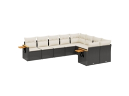 Conjunto de 9 Sofás para Jardim com Almofadões Vime Pe Preto MAISON EXCLUSIVE (9 pcs)