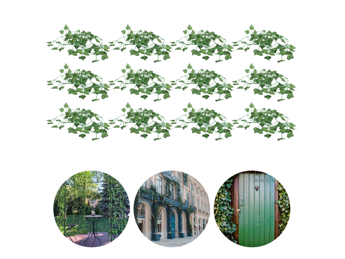 12 Peças De Rattan Plástico Folha Verde Decoração Diy 2,1m Para Cerca Porta Columpio Boda Festa Folhas De Batata