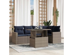 Vidaxl Conjunto De Sofá De Jardim Com 6 Peças E Almofadas Em Rattan Sintético Cinza