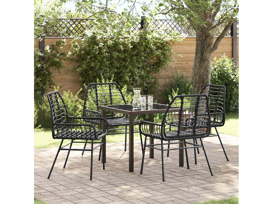 Vidaxl Conjunto de Jantar para Jardim 5 Pcs Preto Vime Pe