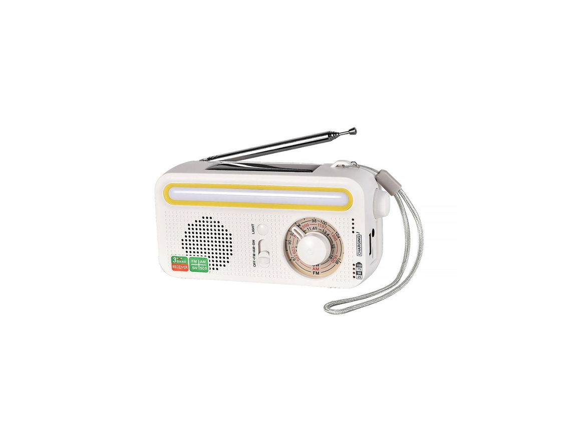 Rádio Multifuncional de Emergência com Manivela, Carregamento Solar e Usb, Fácil de Atualizar, Branco AQUAFORGE