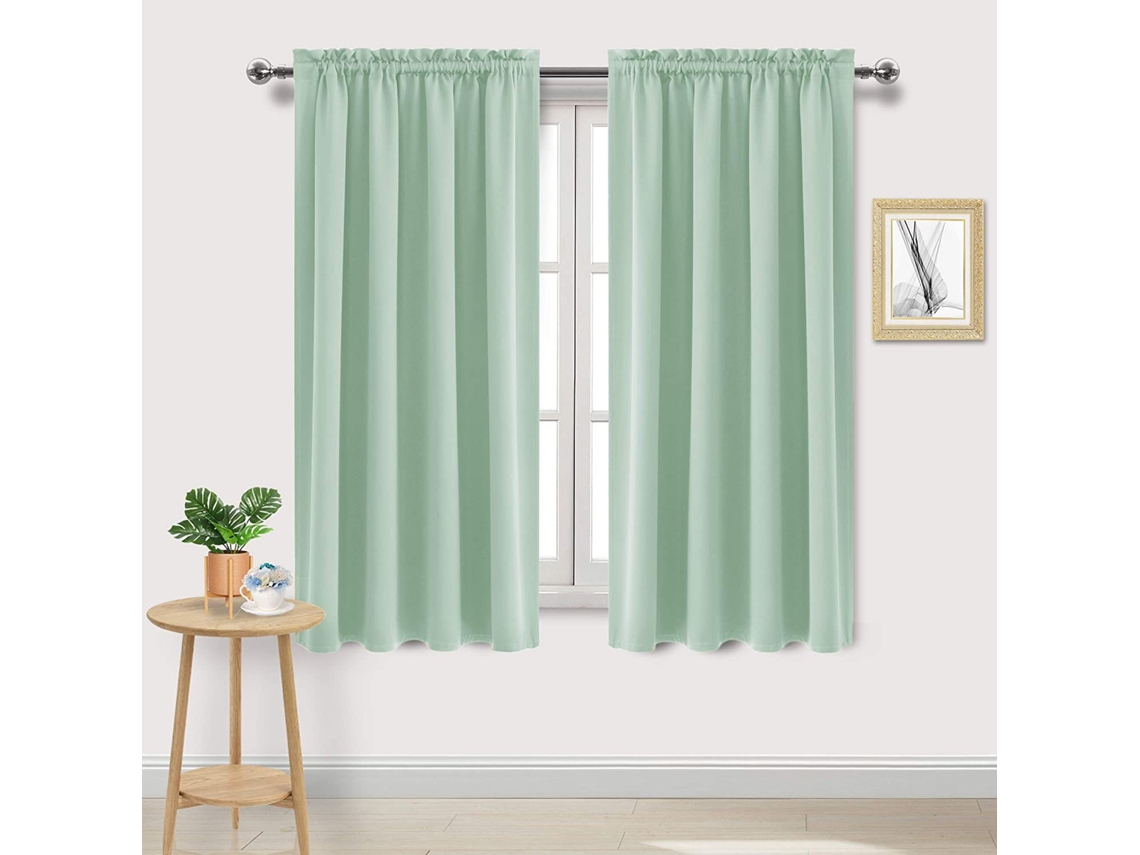 Cortinas Blackout Para Quarto - Cortinas Térmicas Com Bolso Para Vara, Para Sala De Estar E Cozinha, Com Economia De Energia, 2 Painéis, Verde Claro