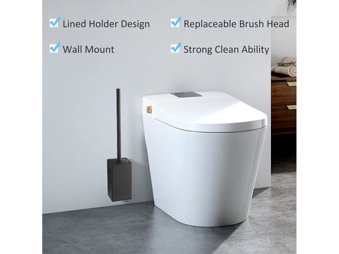 Escova Sanitária, Suporte de Parede Quadrado em Aço Inoxidável 304, Preto AQUAFORGE