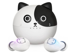 Fones Bluetooth Tws Design Cute Cat 36h Duplo Microfone Esporte Branco