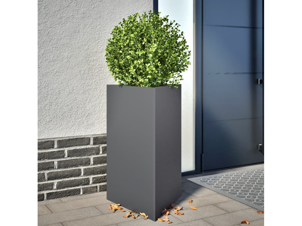 Vidaxl Vaso/floreira De Jardim Triangular 50x43x75 Cm Aço Antracite