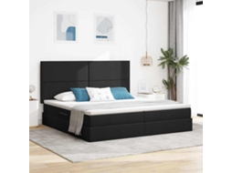 Vidaxl Cama Com Arrumação E Colchão Preto 200 X 200 Cm Tecido