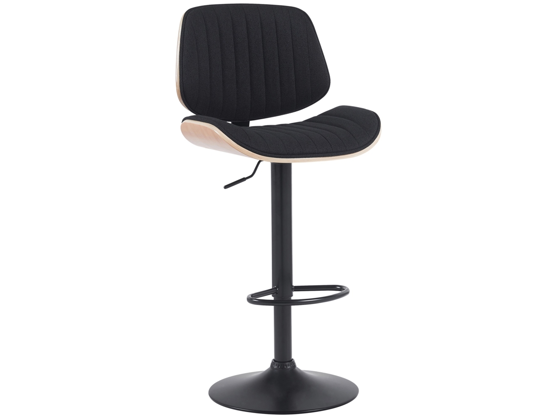 Banco De Bar Em Tecido Clawson Natural/preto/preto Clp
