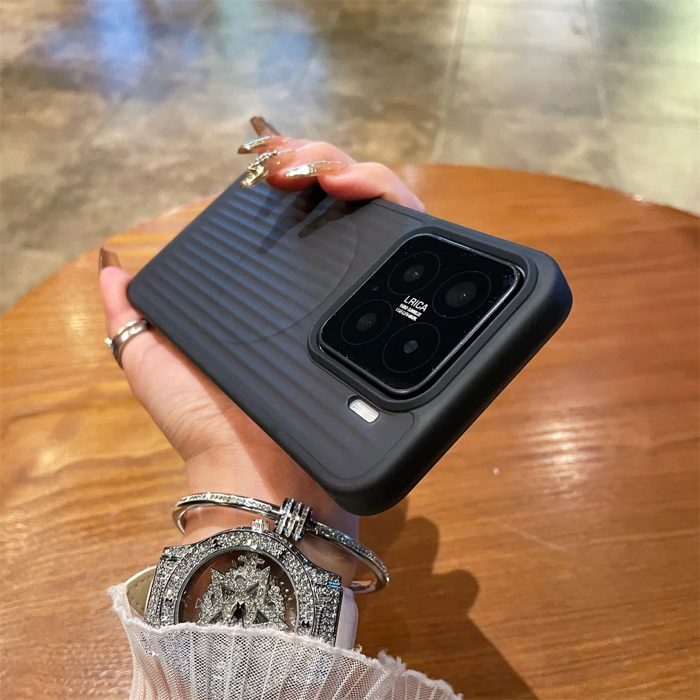 (xiaomi Mi 15 Preto) Capa Protetora Magnética Texturizada Fosca À Prova De Choque, Feita De Material De Pc Semitransparente.