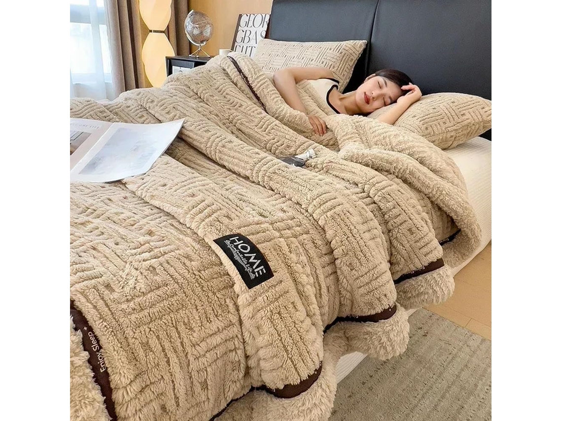 Manta de Lã Macia e Fofa para Outono Inverno Colcha Quente Respirável Sofá cama Sala Estar Artigos Têxteis o L