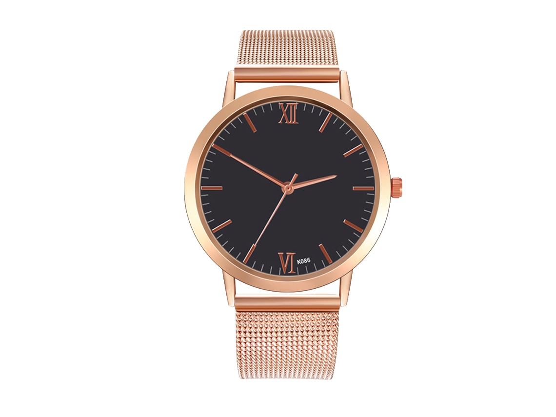 Relógio analógico Zhoulianfa Fashion Casual Business em ouro rosa com mecanismo de quartzo e pulseira de malha.