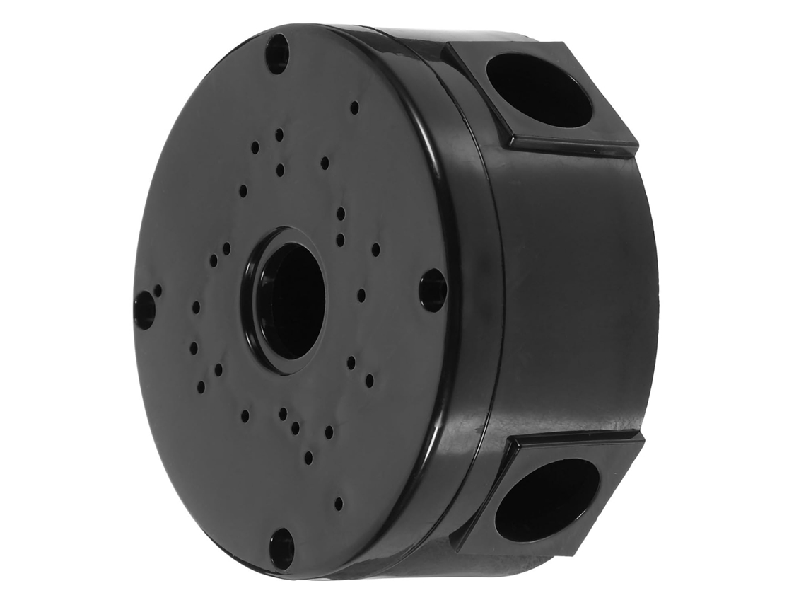 Caixa Plástica Redonda À Prova D'água Para Cabos E Câmeras - Preta - 10 Mm