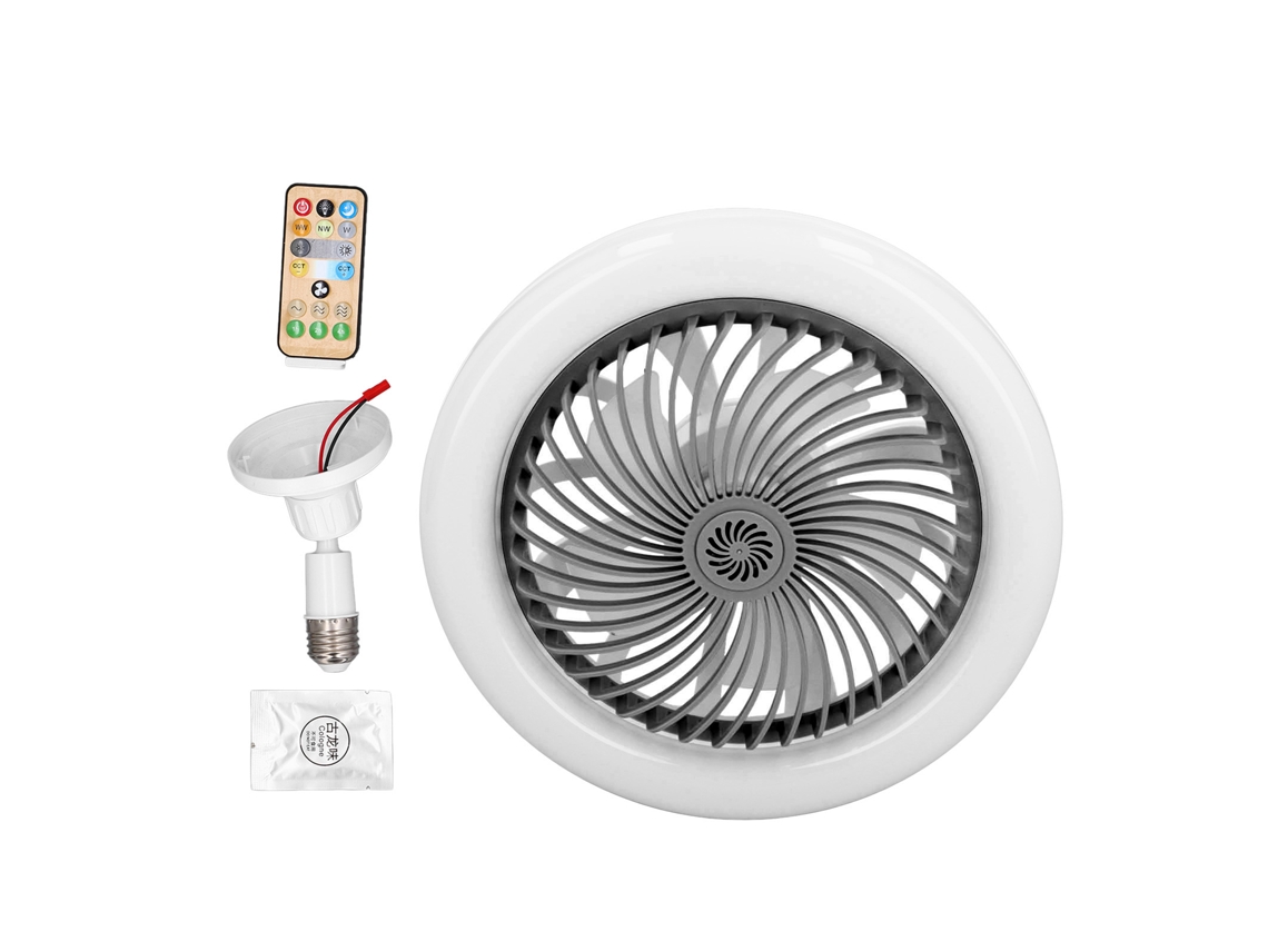 Ventilador de Teto Led E27 com Comando Remoto e Aromaterapia Cinza