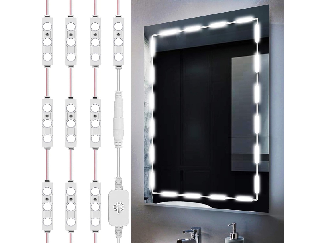 Luz De Tira De Maquiagem Vanity Led Branco Ultra Brilhante Luzes De Vestir Com Controle Rotativo Regulável Espelho Não Incluído ZMDECQNA