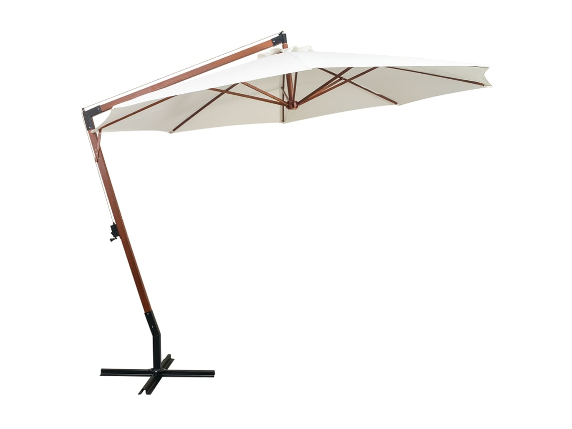 Guarda-sol de suspensão com mastro de madeira 350 cm Branco MAISON EXCLUSIVE