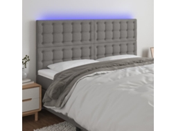 Vidaxl Cabeceira De Cama C/ Led Tecido 200x5x118/128 Cm Cinza-escuro