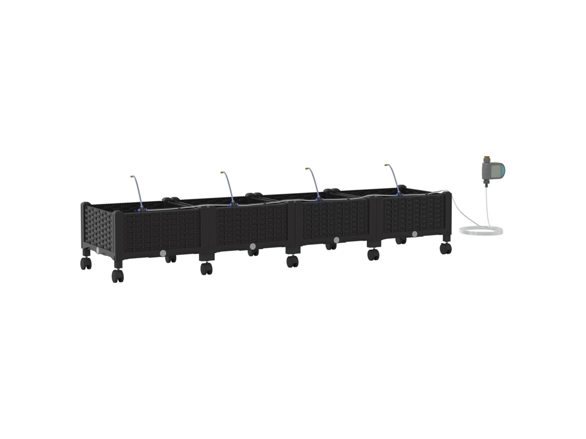 Conjunto 4 Vaso De Jardim Vidaxl Preto Polipropileno (160 X 40 X 28 Cm)