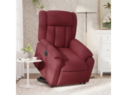 Vidaxl Poltrona Reclinável Elevatória Elétrica Tecido Vermelho-tinto