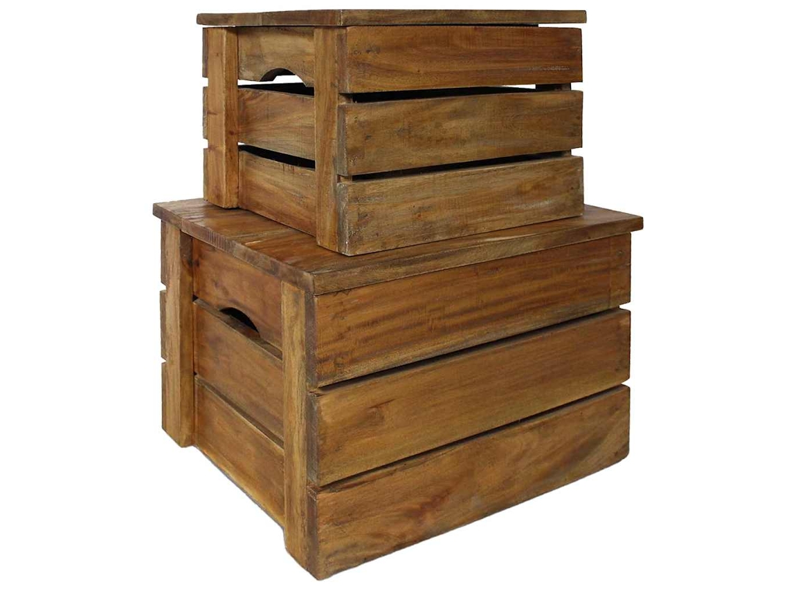 Vidaxl Conjunto De Caixas De Arrumação 2 Pcs Madeira De Mogno Maciça