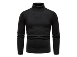 2026 jersey Hombre Cuello Alto Liso Slim Fit Invierno Tejido Grueso Abrigo Pull Over Básico Zg 4xl Negro