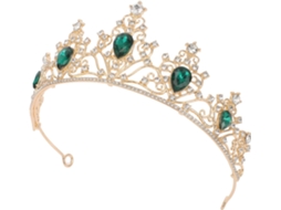 Penteado Retrô Elegante E Robusto Com Coroa Verde Para Ocasiões De Casamento.