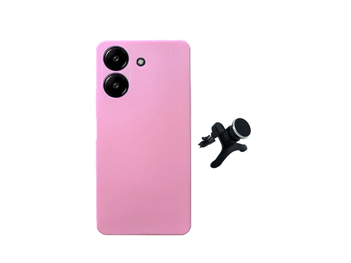 Kit Suporte Magnético Reforçado Capa Silicone Líquido Phonecare Para Xiaomi Redmi A7 - Rosa