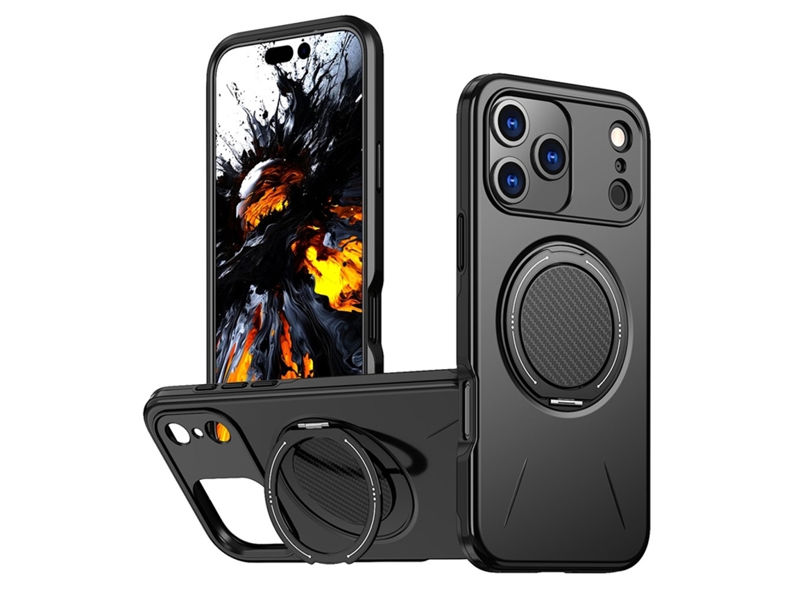 Capa Para Iphone 17 Pro Com Suporte Giratório Magsafe - Preta