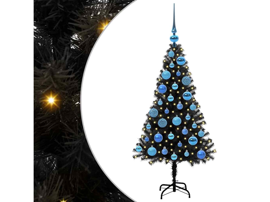 Conjunto 1 Árvore De Natal Vidaxl Preto Pvc (120 Cm)