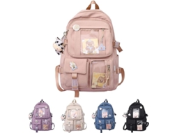 2026 mochila Escolar para Mujer Con Pingente Nylon Impermeável Mochila de Viagem Juvenil para Meninas Estudantes com Insígnia e Acessórios