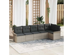 Vidaxl Conjunto de Sofá de Jardim 6 Pcs Cinzento claro Vime Pe