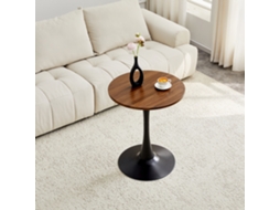 Mesa Lateral Redonda Mdf Nogueira Preta 60cm VELTRIX