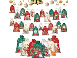 Calendário De Contagem Regressiva Com 24 Bolsos Numerados, Sacolas De Doces De Natal