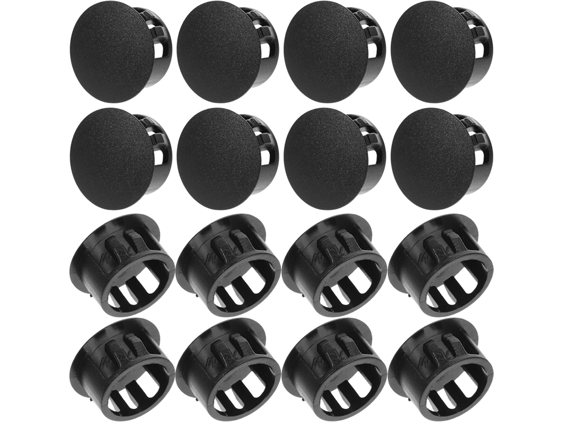 Baluue Tampões Redondos De Plástico Preto 16mm Para Orifícios Embutidos Em Móveis E Painéis, 100 Peças Reutilizáveis