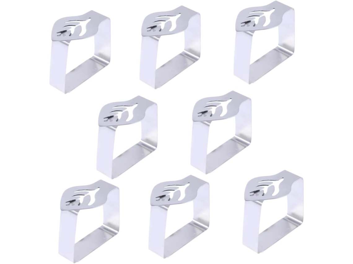 Conjunto de 8 prendedores de toalha de mesa Cabilock em aço inoxidável, cor prata.