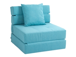 Sofá Cama Poltrona de 1 Lugar, com Capa de Almofada, Tecido Azul S/MARCA