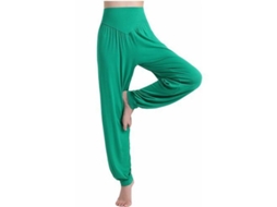2026 pantalones Harem de Yoga para Mujer Hippie Boho Verano Baggy Joggers Elásticos de Talla Grande M Verde