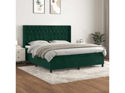 Vidaxl Cama Com Molas/colchão 180x200 Cm Veludo Verde-escuro