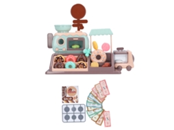 Mali conjunto de Brinquedo Loja de Donuts com Forno Micro ondas Luz Som Doces Falsos para Crianças